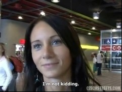 Pretty Czech babe Martina sucks and fucks in the open