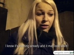 Karol exposes her tits and ass in public and have sex with a stranger