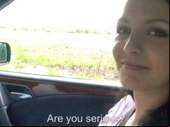 The guys gets teased by this smoking hot brunette in his car