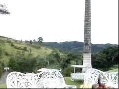 Blonde Diana Cadilac teases Kid Jamaica outdoor